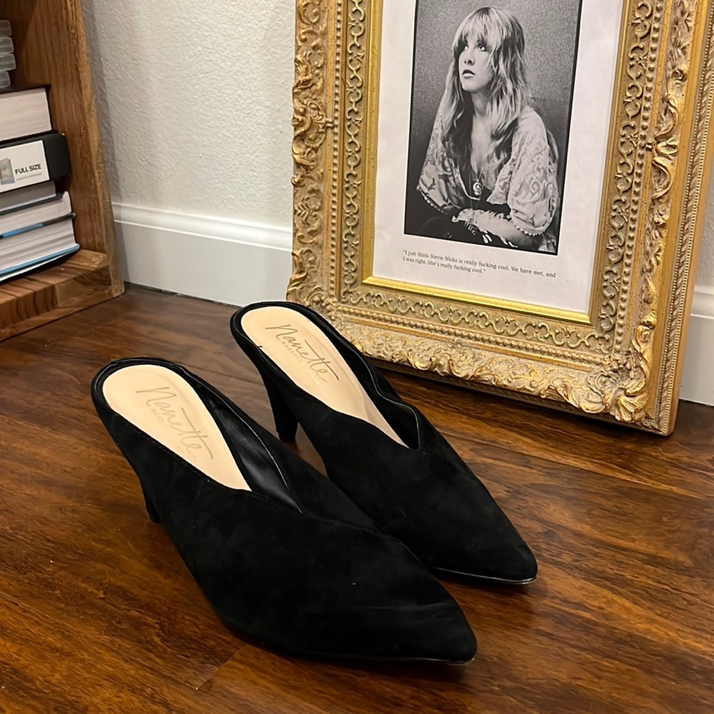 Nanette Lapore Black Suede Mules